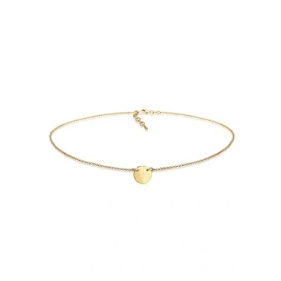 Imagen de Elli Collar para mujer con placa de círculo, mate, placas, en Plata ley 925, 36 cm, chapada oro