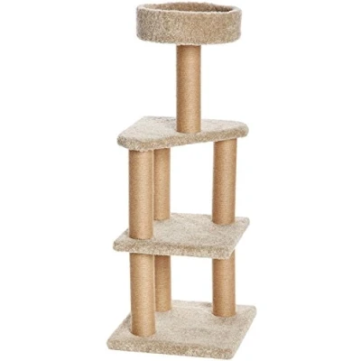 Imagen de Amazon Basics Árbol de gatos con postes rascadores Grande, Beige