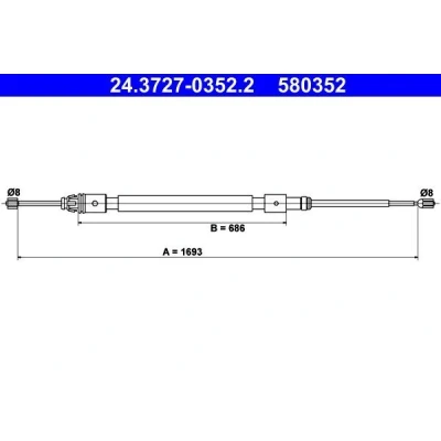 Imagen de ATE 24.3727 0352.2 Cable de Freno Mano 1693