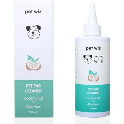 Imagen de pet wiz Limpiador de orejas para perros y gatos Aceite coco aloe vera (240 ml)