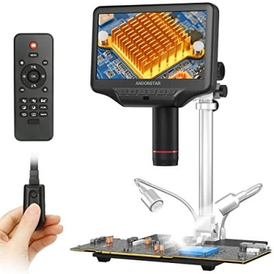 Imagen de Andonstar AD407 Pro 3D HDMI microscopio digital que suelda, 4MP 2160P UHD grabación de video, 7 pulgadas pantalla LCD ajustable USB placa circuito, SMT SMD DIY