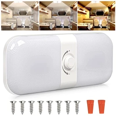 Imagen de Intckwan 12v Luces Interiores Led, de Techo Regulables, 120 LED para autocaravanas con Interruptor, luz Blanca Amarilla y cálida, Universal 24v Caravana Coche Camping