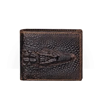 Imagen de Cartera marrón para hombre con tarjetero de crédito, patrón cocodrilo, Brown, S, 100%
