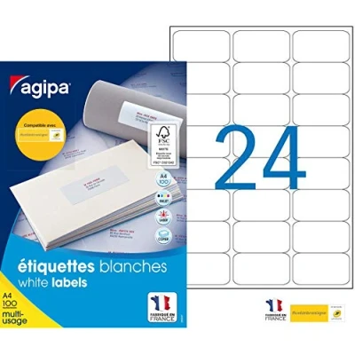 Imagen de Bte 2400 etiquetas multiuso blancas 63,5 x 33,9 PEFC