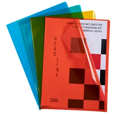 Imagen de Exacompta Ref. 56101E Bolsa de 10 fundas para esquinas Polipropileno liso calidad Grosor ultra grueso 12/100º Tamaño A4 4 multicolor
