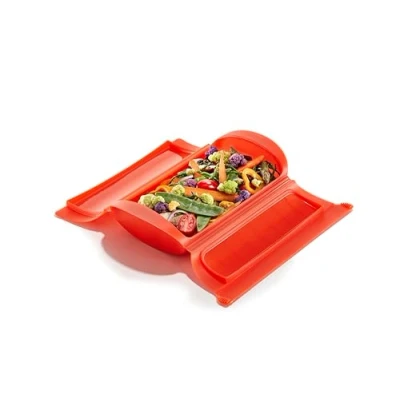 Imagen de Lékué Estuche de vapor, Sin bandeja, silicona platino Rojo, 1 2 personas, 650 ml
