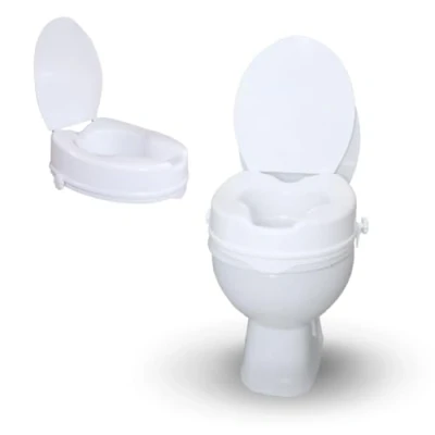 Imagen de Mobiclinic®, Elevador WC para adulto, Con tapa, 10 centímetros, Adaptable a inodoros ovalados, Sistema de fijación lateral, Marca española, modelo Titán