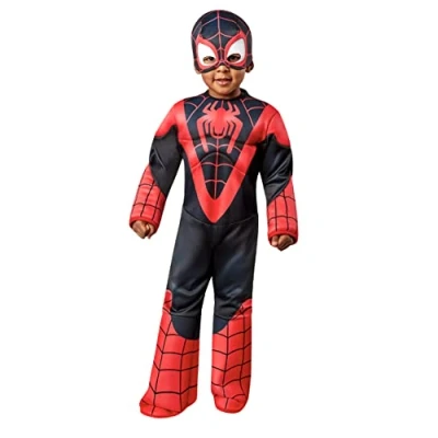Imagen de Rubies Disfraz Miles Morales Saf Preschool para niños, Jumpsuit deluxe con máscara, Oficial Marvel, Spidey &amp; Friends halloween, carnaval, cumpleaños y navidad