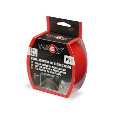 Imagen de TARGET Cinta de Señalización Adhesiva Para Marcaje Suelos y Objetos, Advertecia Seguridad (ROJO, 33 M x 50 mm)