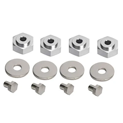 Imagen de Dilwe 4 Piezas de Aleaci¨®n Aluminio 12 mm a 17 con Adaptador Cubo Rueda Hexagonal para 1/10 RC Modelo Coche(Plata)
