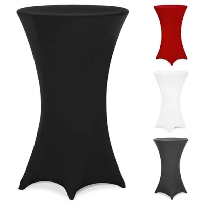 Imagen de Deuba Funda elástica para Mesa Alta de pie Bistro Ø 70 75 cm Altura 120cm Color Negro Lavable Decorativo