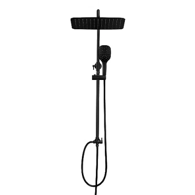 Imagen de JOHO Columna de Hidromasaje Ducha Negro Extensible sin Grifo Bañera Barra Altura Adjustable Set Acero Inoxidable 304 con Alcachofa Mano y Cabezal Lluvia 35*25cm