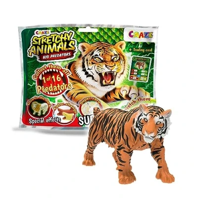 Imagen de CRAZE Stretchy Animals Big Predators Figuras de Animales con Piel elástica, Efectos Especiales y Cartas Hay 16 Modelos para Coleccionar