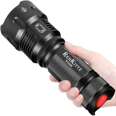 Imagen de REHKITTZ Linterna LED Alta Potencia,3300 Lúmenes,Enfoque Ajustable Antorcha Luz para Ciclismo Montañismo Camping Senderismo Emergencia Portátil Linternas