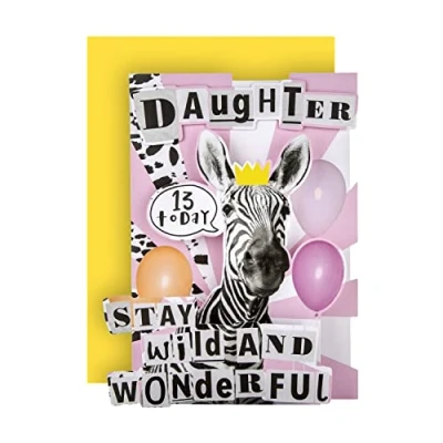 Imagen de Hallmark Tarjeta de cumpleaños número 13 para hija, divertido diseño troquelado en 3D