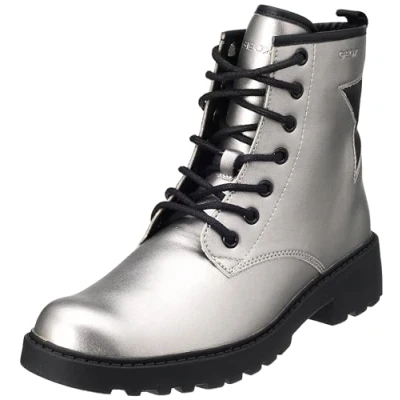 Imagen de Geox J CASEY GIRL, Barco Ankle para Niñas, DK SILVER/BLACK, 35 EU