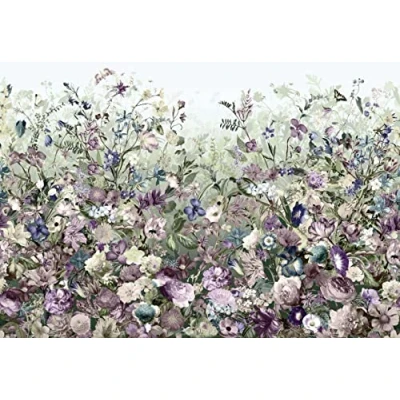 Imagen de Mural de papel pintado Komar, 368 x 248 cm, con diseño jardín botánico floreciente, color morado (4 unidades), XXL4 035