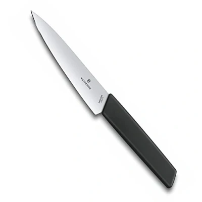 Imagen de Victorinox Swiss Modern, navaja profesional de oficina, hoja extra afilada, afilado recto, 15 cm, mango plástico, acero inoxidable, negro