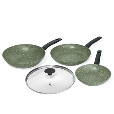 Imagen de Prestige Eco Friendly Cookware Set Plant Based Non Stick Recycled and Recyclable PFOA Free Induction of 3 plus bonus lid