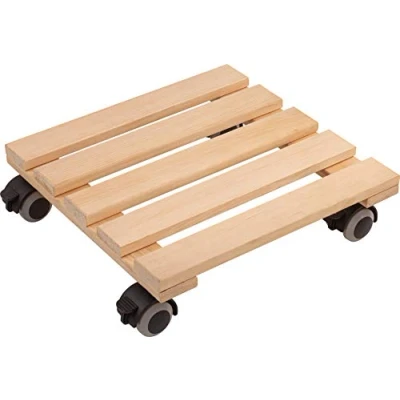 Imagen de Metafranc 825280 Rodillo para Plantas (300 x 300 mm, Capacidad de Carga 60 kg, Placa Pino, Ruedas TPE con 4 bloqueadores)