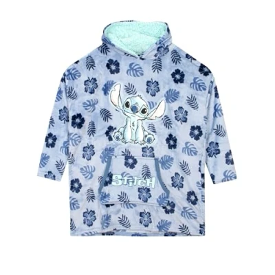 Imagen de Disney Lilo And Stitch manta con capucha para mujer, de forro polar ultra acogedora, ropa puntada talla única, color azul, única