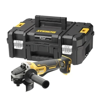 Imagen de DEWALT DCG406NT XJ, Mini amoladora Sin escobillas XR 18V 5Ah Li Ion, Ø125mm, Empuñadura lateral, Arranque Suave, Freno, Embrague, Velocidad en vacío 9000rpm, Maletín TSTAK, cargador/batería