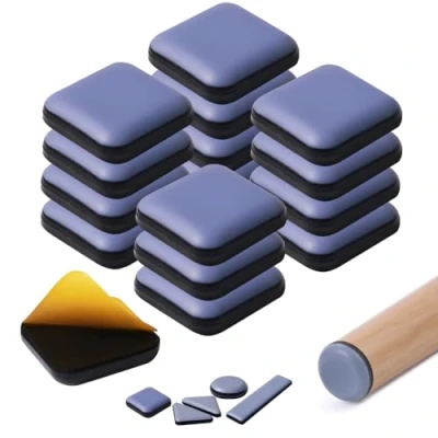 Imagen de Deslizadores autoadhesivos para Muebles, Poder moverlos sobre alfombras y Suelos de Madera Dura (16, Cuadrado,25mm*25mm)