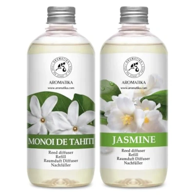 Imagen de Recarga de Difusor Monoi Tahiti 500ml &amp; Recambio Jasmine Fragancias Ambiente Intensas y Duraderas Mejor para Hogar