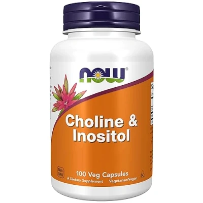 Imagen de Now Foods, Choline &amp; Inositol, 500mg, 100 Cápsulas veganas, Probado en Laboratorio, Vitamina B, Sin Gluten, Soja, Vegetariano