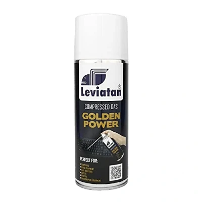 Imagen de LEVIATAN Golden Power Spray de Aire Comprimido 400 ml Purificador para Limpiar Teclados, Ordenadores, Cámaras, Teléfonos Móviles