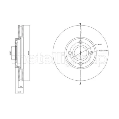 Imagen de METELLI 23 1768C Disco de freno 278,0 25,0 4 63,5 ventilado barnizado FORD: Ecosport Mk2