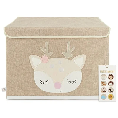 Imagen de BIECO caja de almacenamiento con tapa, plegable, 65 L, aprox. 36 x 51 cm, juguetes para niños, cajas