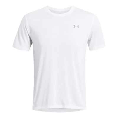 Imagen de Under Armour Launch Splatter Tee camiseta de manga corta para hombre, deporte ligera, color gris titanio/gris brezo/reflectante
