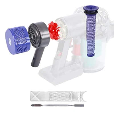 Imagen de Cubierta trasera del motor + filtro HEPA pre &amp; post compatible con Dyson V6 DC58 DC59 DC62 DC72 DC74 SV03 SV04 SV05 SV06 SV07 SV08 SV09 piezas de repuesto actualización