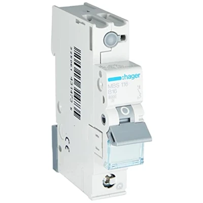 Imagen de Hager MBS116 Corta circuito B type 1 módulo(s) circuitos (16 A, 50 60 Hz, type, módulo(s), 25 C, 80 C)
