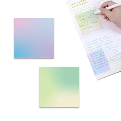 Imagen de 100 Hojas Notas adhesivas Transparentes electrostáticas autoadhesivas 2 colores brillantes para el Hogar Escuela Oficina PET