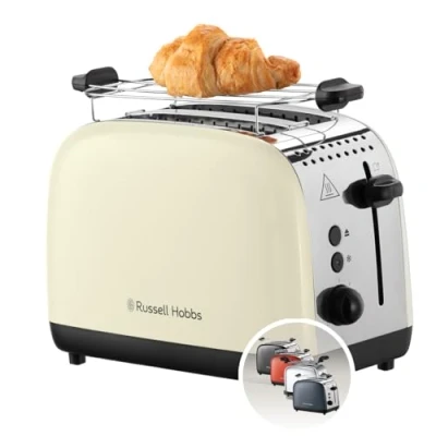Imagen de Tostadora Russell Hobbs Colours Plus, 1600 W, 2 Ranuras Extra Largas, 6 Niveles de Tostado, Cream