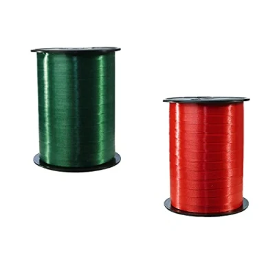 Imagen de Clairefontaine 601774AMZC un juego de 2 bobinas Cinta Smooth Bolduc 500mx0.7 cm Envoltorio regalo, accesorio decoración Verde/Rojo