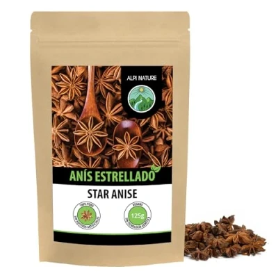 Imagen de anís estrellado entero (125g), cápsulas enteras, 100% natural, té de sin aditivos,