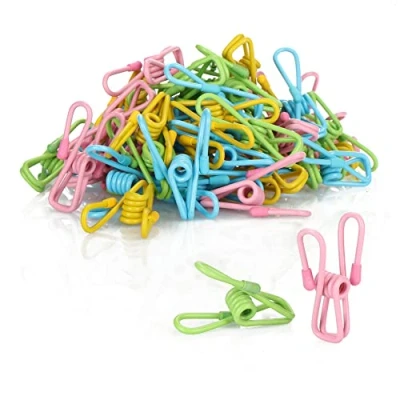 Imagen de com four® 50x Pinzas para Ropa de Metal duraderas en Colores Brillantes Multiusos (Clips 050 Piezas)