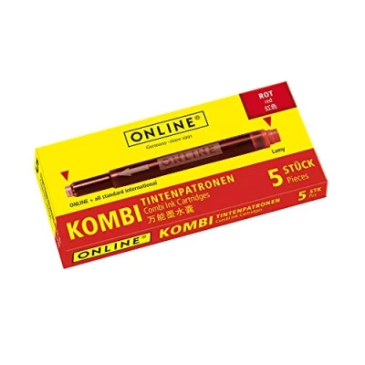 Imagen de Online Schreibgeräte 17307/12 Cartuchos combi para pluma estilográfica, color rojo