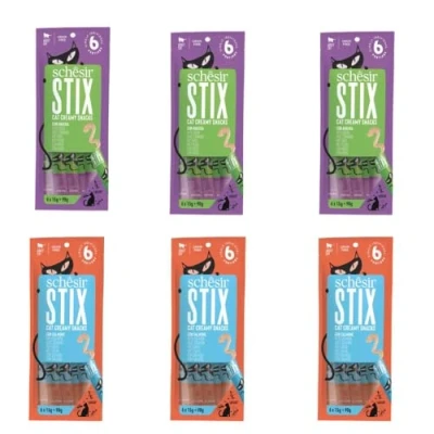 Imagen de Puré para Gatos STIX SCHESIR 3X Salmón + Pato 36 Unidades Snack Cremoso Natural Grain Free ANIMALUJOS