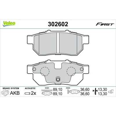 Imagen de VALEO 302602 Juego de pastillas freno Eje trasero con contacto avisador desgaste Chapa antichirridos HONDA: CIVIC 6 Hatchback
