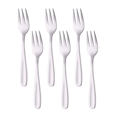 Imagen de BISDARUN Juego de 6 tenedores para tartas acero inoxidable 18/10, pasteles plata 14 cm, pequeños fruta aperitivo