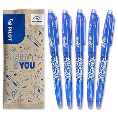 Imagen de PILOT 5 Frixion Ball Tinta de gel borrable Bolígrafo roller recargable y ergonómico Azul Punta fina