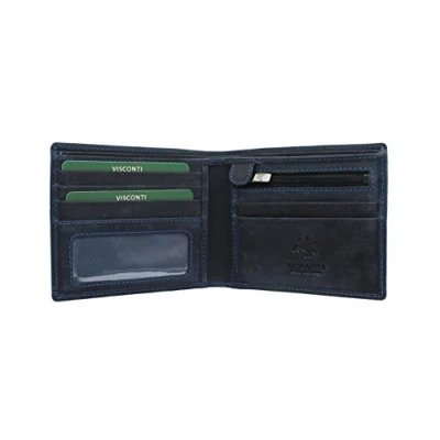 Imagen de VISCONTI Cartera Shield de Cuero Engrasado 707 Azul Petróleo RFID