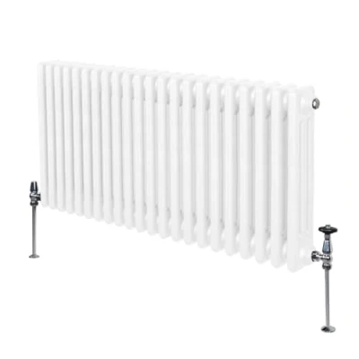 Imagen de Radiador Tradicional Horizontal de 3 Columnas 600mm x 1012mm Blanco Acero Montado en pared Kit fijación y soportes + Cepillo limpieza GRATIS Calefacción estufa calefactor