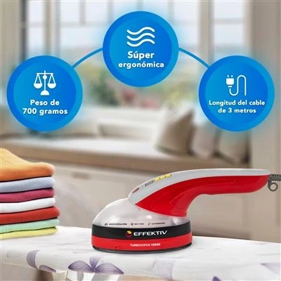 Imagen de EFEKTIV Plancha Vertical Vapor 1050X Ultra compacto 3 en 1 Continuo 1600W Portatil para Ropa Depósito 250ml 4 Modos Suela Ceramica Autoapagado Cable 3m