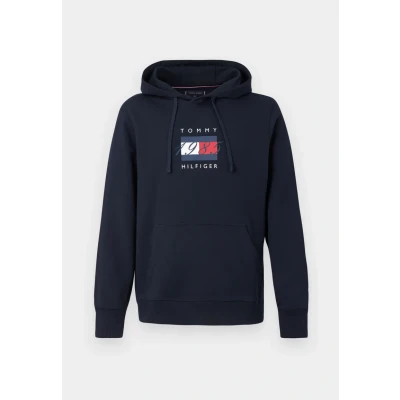 Imagen de Tommy Hilfiger Linear FLAG Graphic Hoodie Unisex Sudadera, Talla: XS, Desert sky