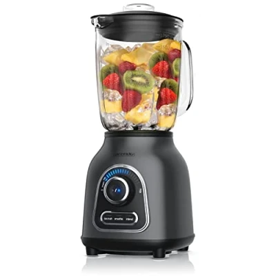 Imagen de Arendo Batidora de vaso eléctrica Recipiente 1,75 L Potente picadora 1400W Batidor con 6 cuchillas acero inoxidable Tapa relleno 30 velocidades Para batidos salsas hielo picado